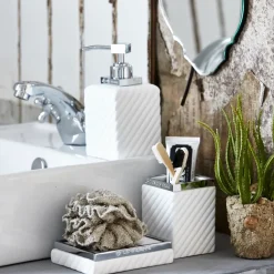 Vaso para cepillos Portia, blanco-plata