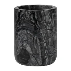 Vaso portacepillos Marble 10 cm, Negro-gris
