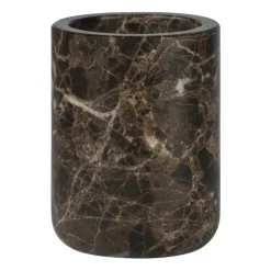 Vaso portacepillos Marble 10 cm, Marrón