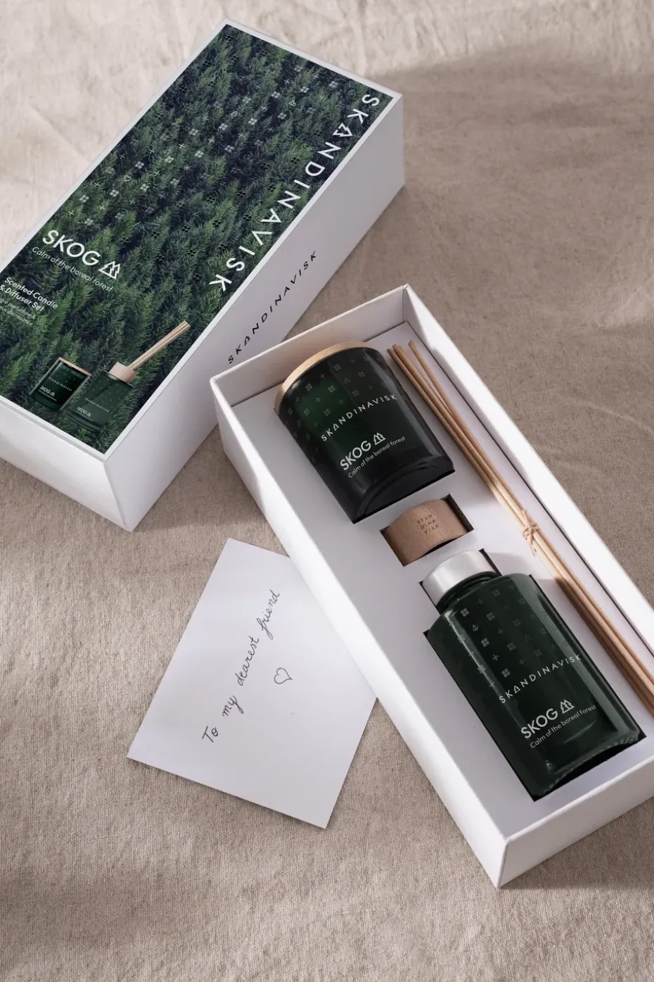 Vela aromática y varillas de olor SKOG, 65 g + 100 ml