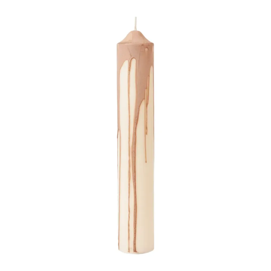 Vela cilíndrica Dryp, Beige, 30 cm