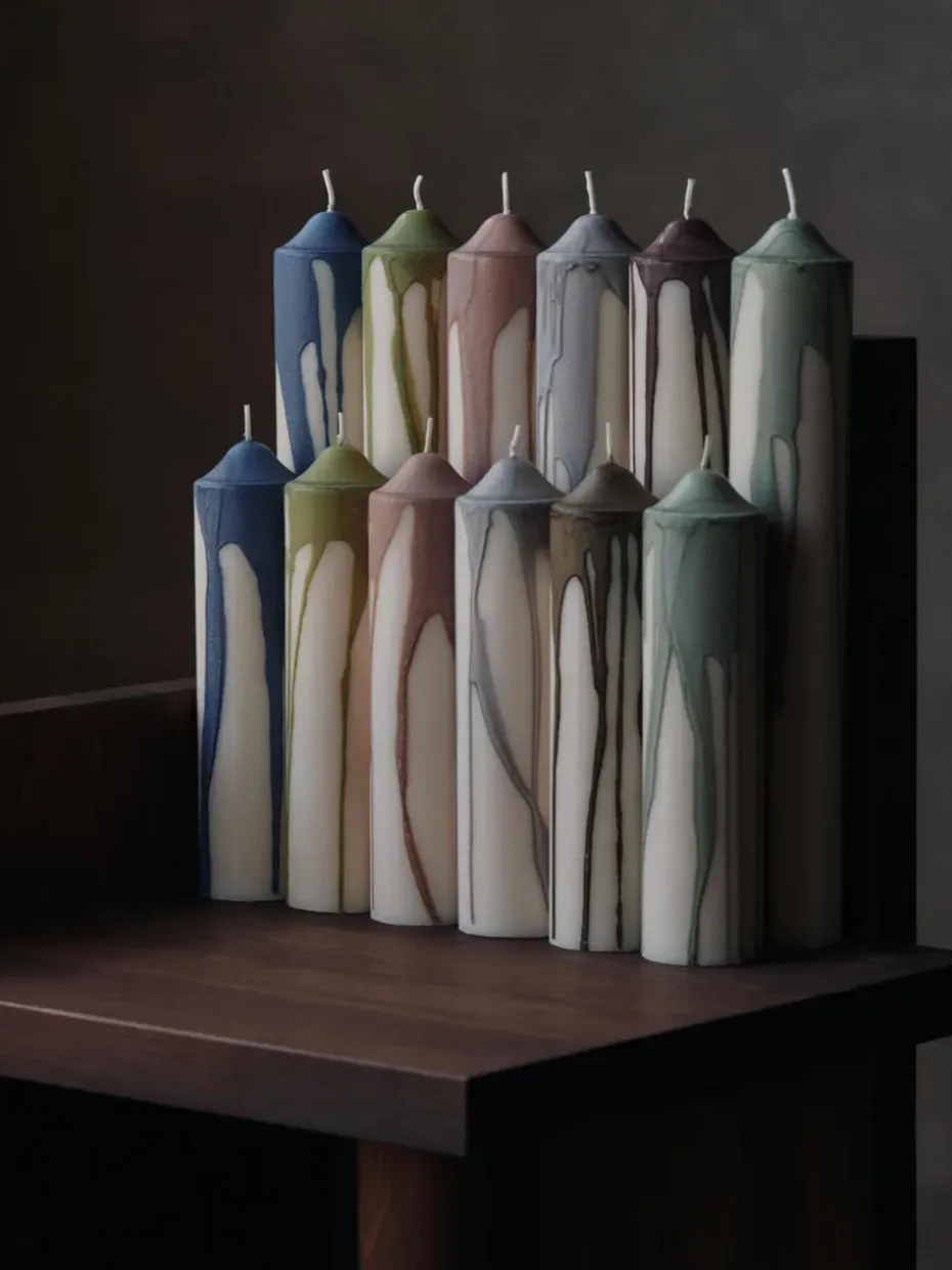 Vela cilíndrica Dryp, Beige, 30 cm