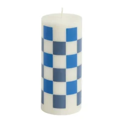 Vela gruesa Column Candle small 15 cm, Off white-blues