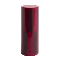Vela gruesa Column Candle large 25 cm, Wine-bordeaux large check