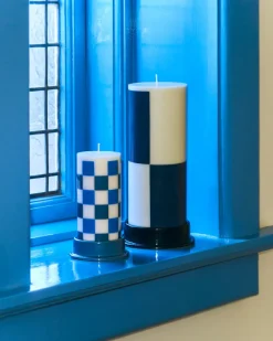 Vela gruesa Column Candle large 25 cm, Milky green-dark blue