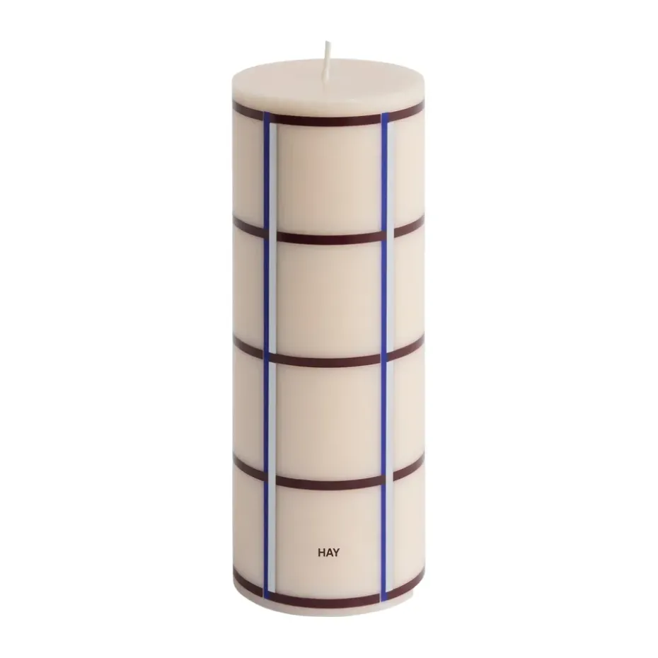 Vela gruesa Column Candle medium 20 cm, Off white-bordeaux-blue-silver