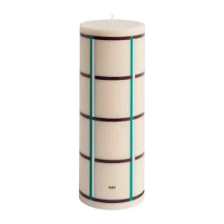 Vela gruesa Column Candle large 25 cm, Off white-green bordeaux-silver