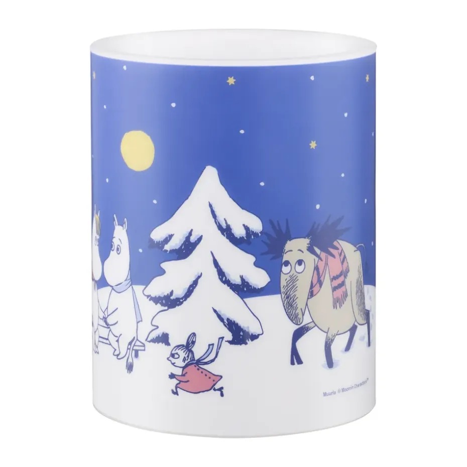 Vela gruesa LED Moomin 12,5 cm, Noche estrellada