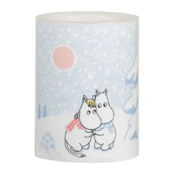 Vela gruesa LED Moomin 10 cm, Let it snow