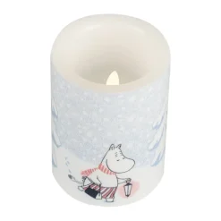 Vela gruesa LED Moomin 10 cm, Let it snow