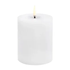 Vela gruesa Uyuni LED derretida, Blanco rústico, Ø7,8x10 cm