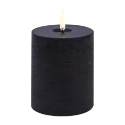 Vela gruesa Uyuni LED derretida, Negro rústico, Ø7,8x10 cm