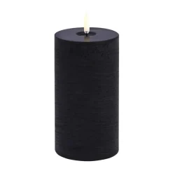 Vela gruesa Uyuni LED derretida, Negro rústico, Ø7,8x15 cm