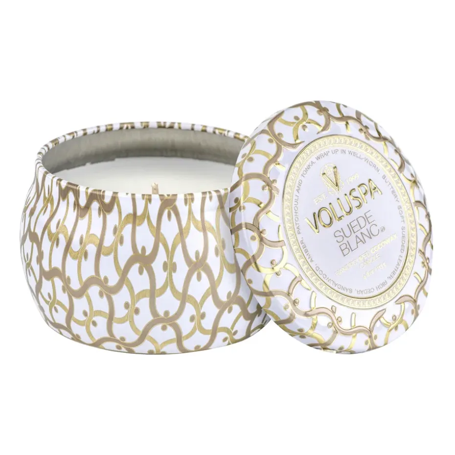 Vela perfumada Maison Blanc Mini Tin 25 horas, Suede Blanc