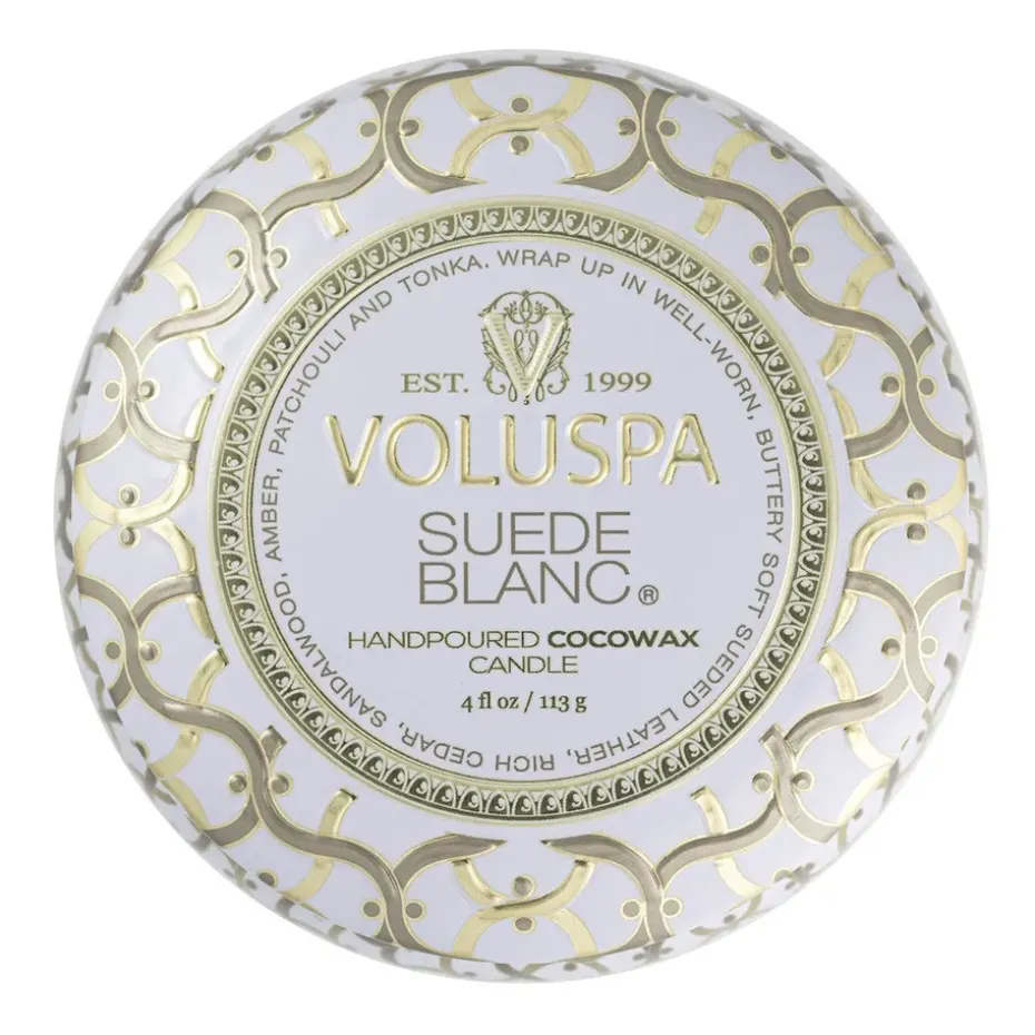 Vela perfumada Maison Blanc Mini Tin 25 horas, Suede Blanc