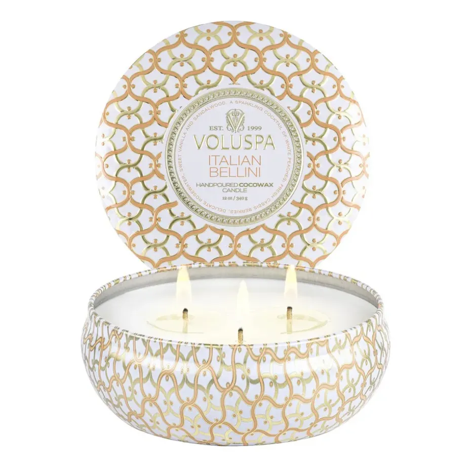 Vela perfumada Maison Blanc 3-wick Tin 40 horas, Italian Bellini