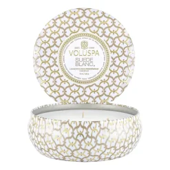 Vela perfumada Maison Blanc 3-wick Tin 40 horas, Suede Blanc