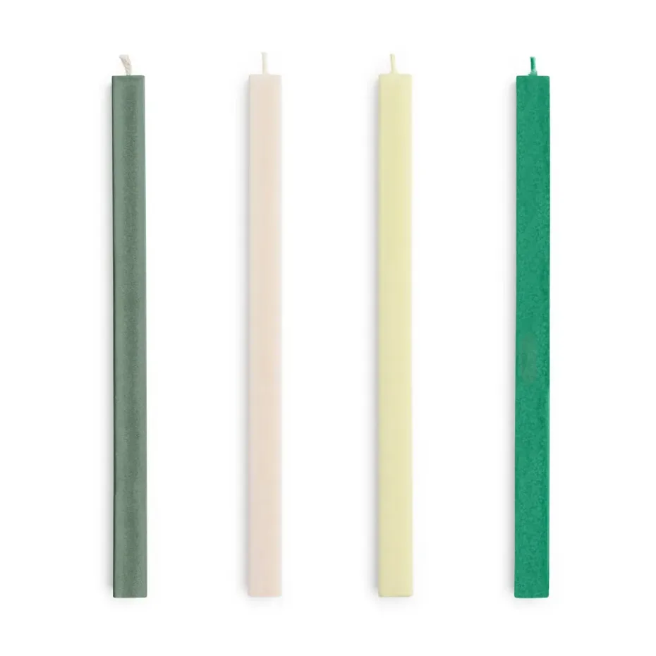 Vela Square Candl mix 4-pack, Greens-whites