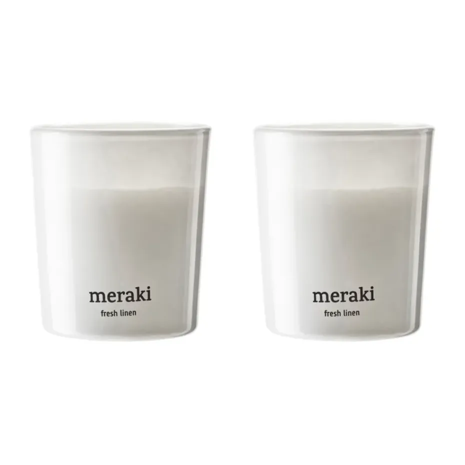Velas perfumadas 12 horas Meraki 12, 2-pack, Fresh Linen