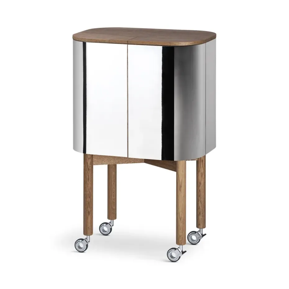 Vitrina bar con ruedas Loud , Roble ahumado