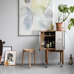 Vitrina bar con ruedas Loud , Roble ahumado