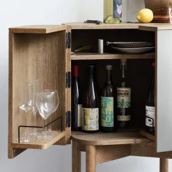 Vitrina bar con ruedas Loud , Roble ahumado