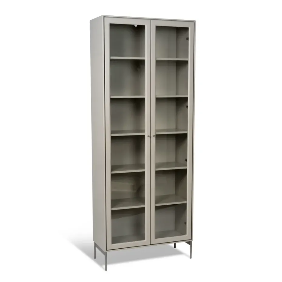 Vitrina Volt 190 cm beige, Detalles en acero inoxidable