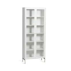 Vitrina Volt 190 cm lacado blanco, Detalles en acero inoxidable