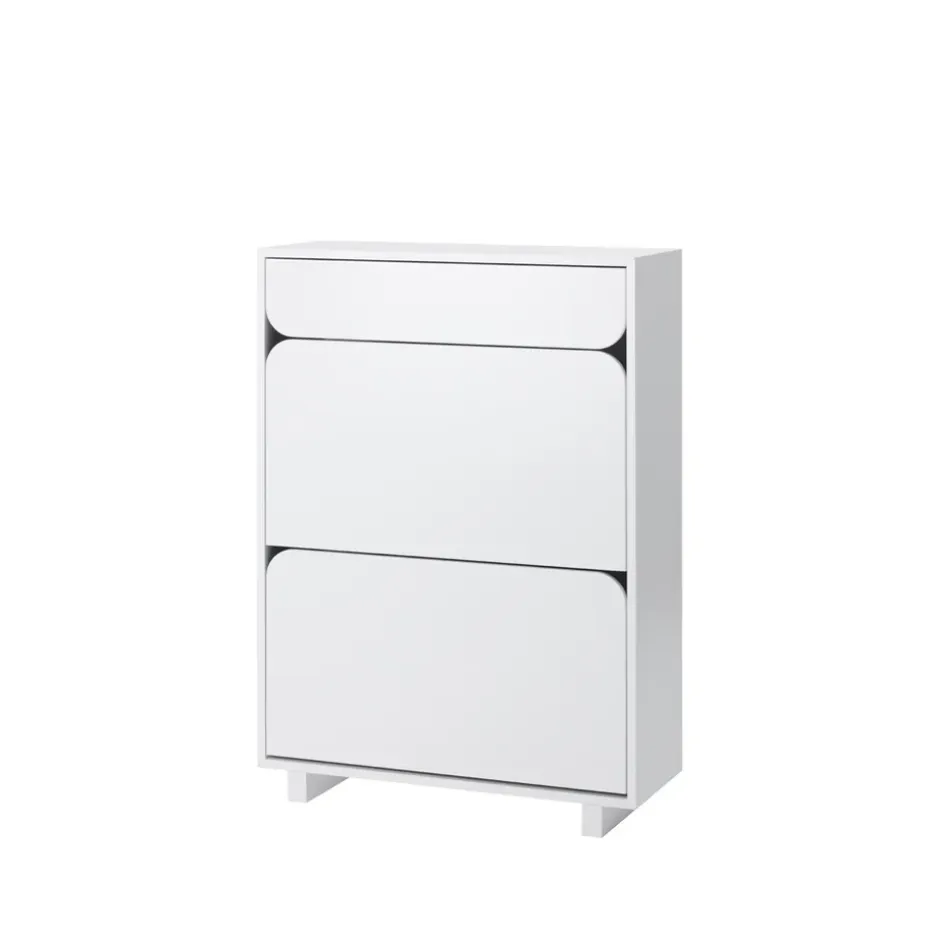 Zapatero Vidja, Lacado blanco, 2 compartimentos+1 låda